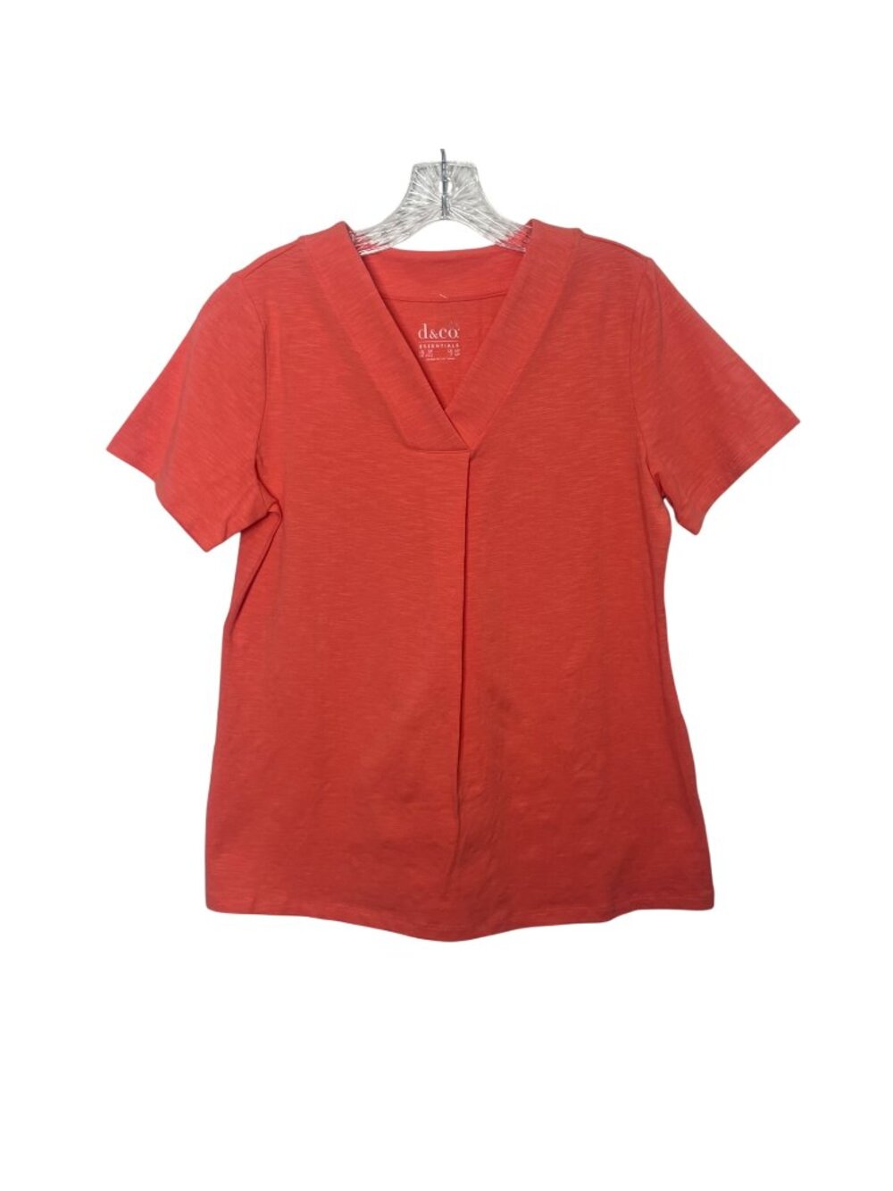 D&Co Essentials VNeck Short Sleeve Tshirt Womens SP Small Petite Peach New WOT‎